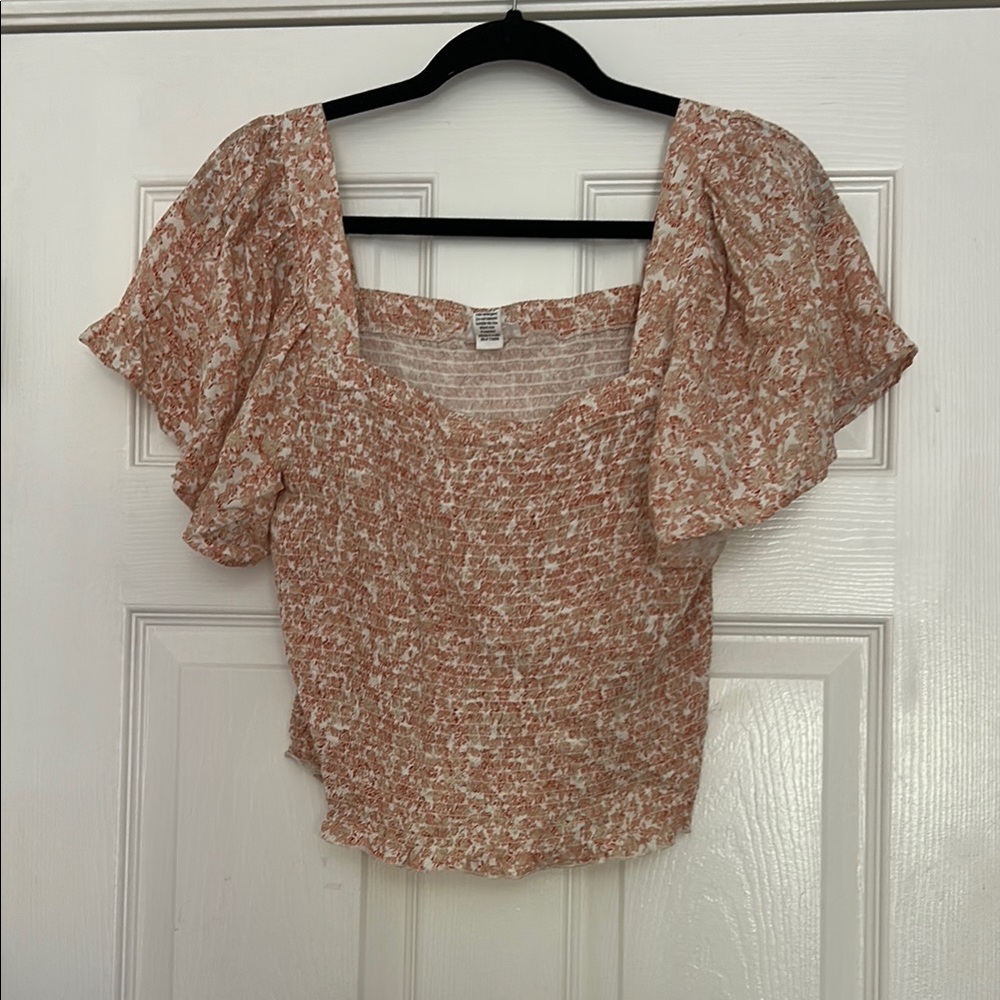 Japna Pink Smocked Blouse with Ruffled Sleeves
